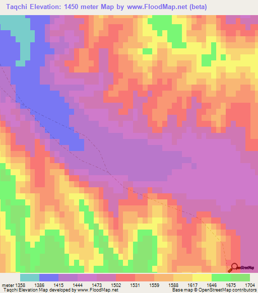 Taqchi,Afghanistan Elevation Map
