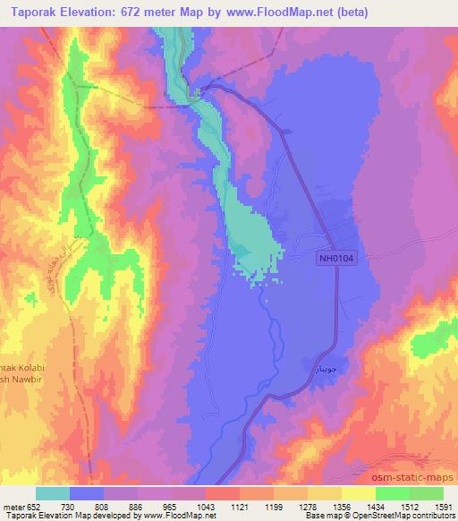 Taporak,Afghanistan Elevation Map
