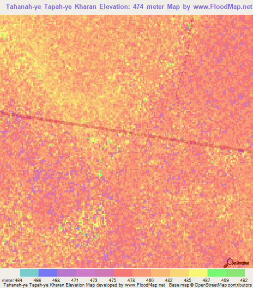Tahanah-ye Tapah-ye Kharan,Afghanistan Elevation Map