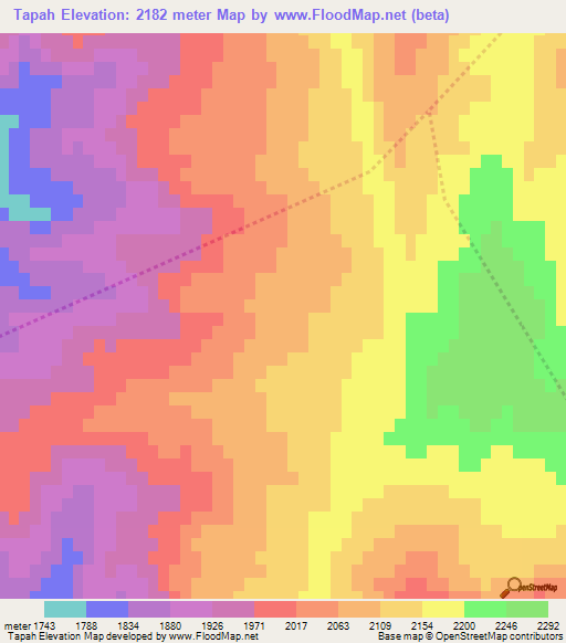 Tapah,Afghanistan Elevation Map