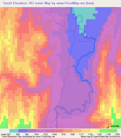 Tanzil,Afghanistan Elevation Map