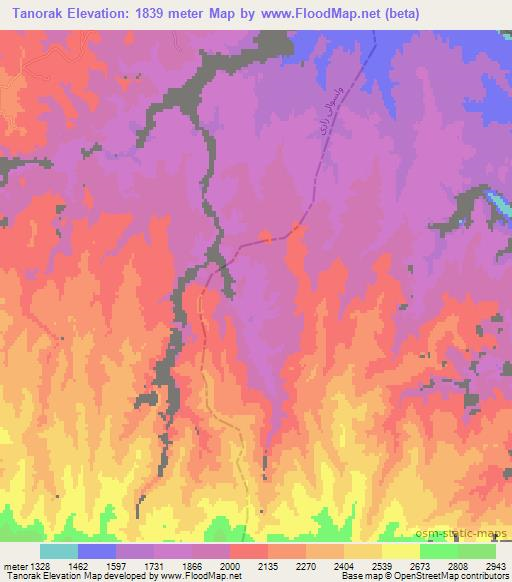 Tanorak,Afghanistan Elevation Map
