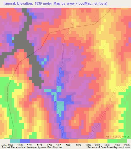 Tanorak,Afghanistan Elevation Map