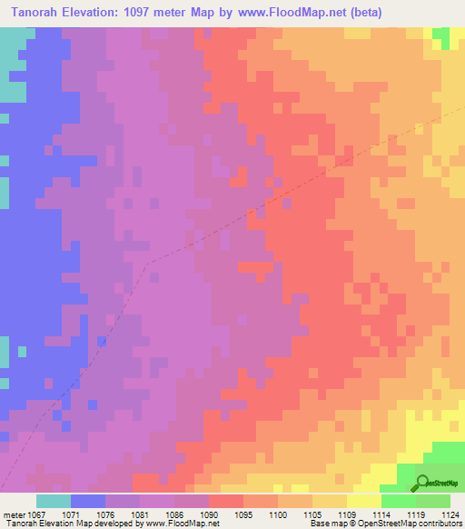 Tanorah,Afghanistan Elevation Map