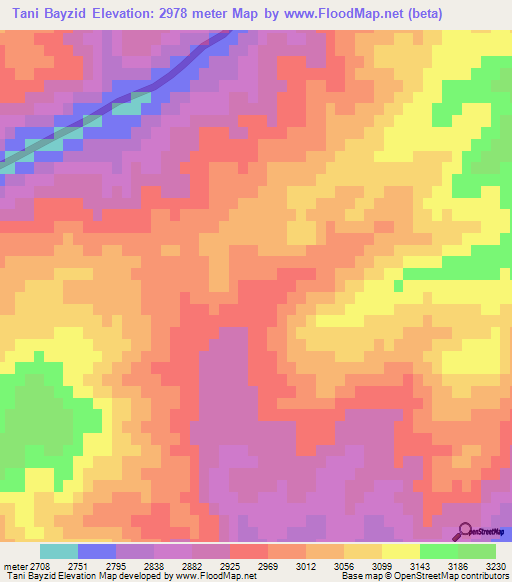 Tani Bayzid,Afghanistan Elevation Map