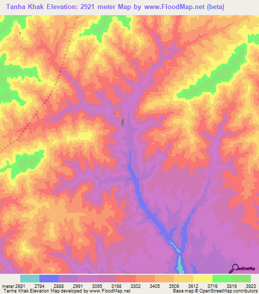 Tanha Khak,Afghanistan Elevation Map