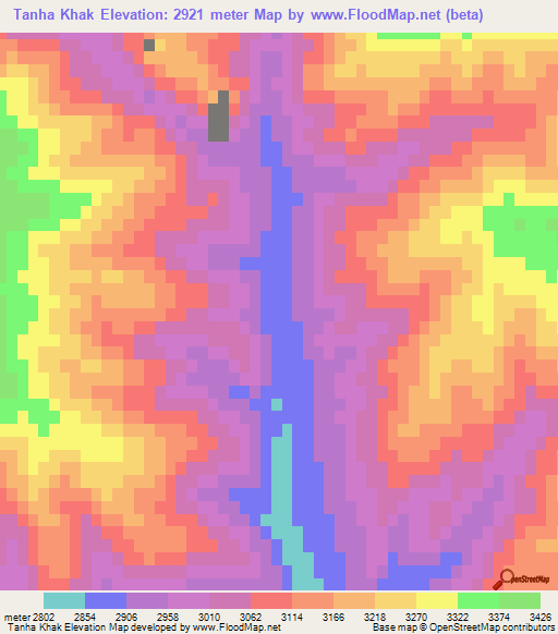 Tanha Khak,Afghanistan Elevation Map