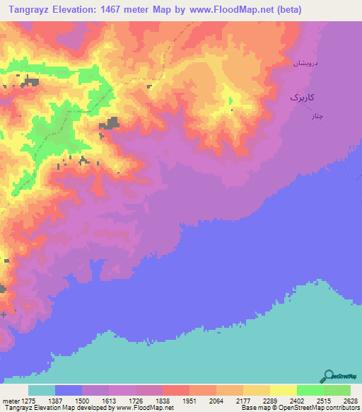 Tangrayz,Afghanistan Elevation Map