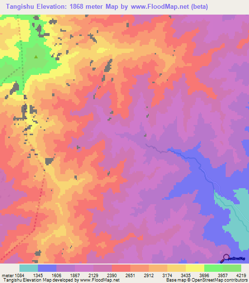 Tangishu,Afghanistan Elevation Map