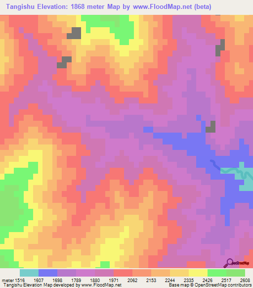 Tangishu,Afghanistan Elevation Map