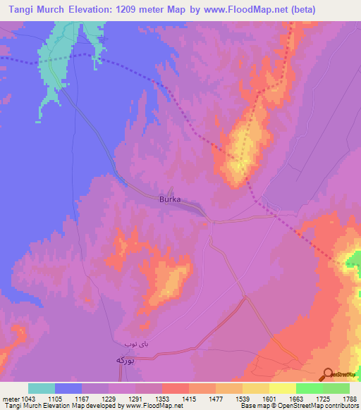 Tangi Murch,Afghanistan Elevation Map