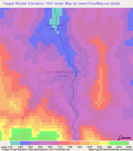 Tangai Khulah,Afghanistan Elevation Map