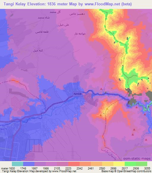 Tangi Kelay,Afghanistan Elevation Map