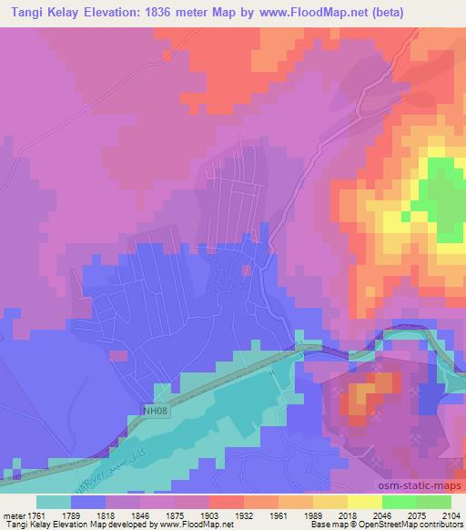 Tangi Kelay,Afghanistan Elevation Map