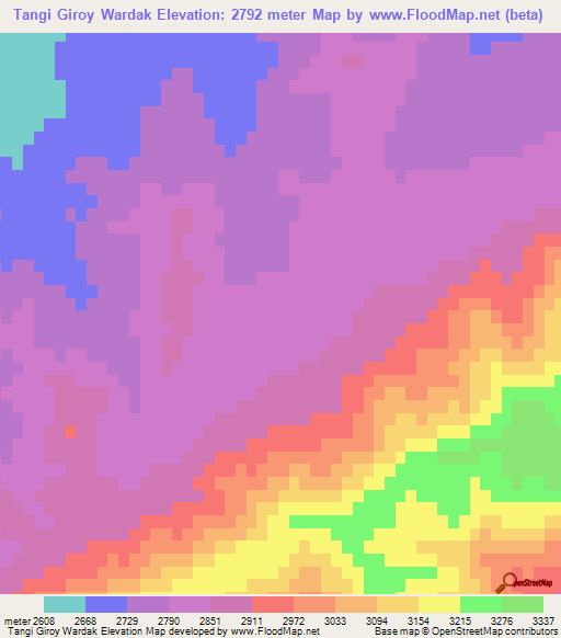 Tangi Giroy Wardak,Afghanistan Elevation Map