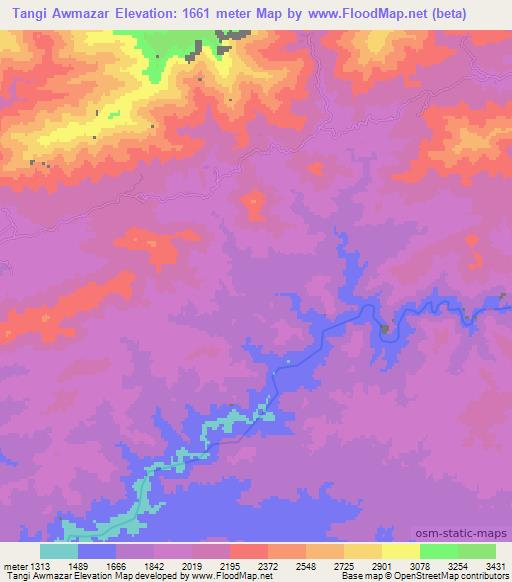 Tangi Awmazar,Afghanistan Elevation Map