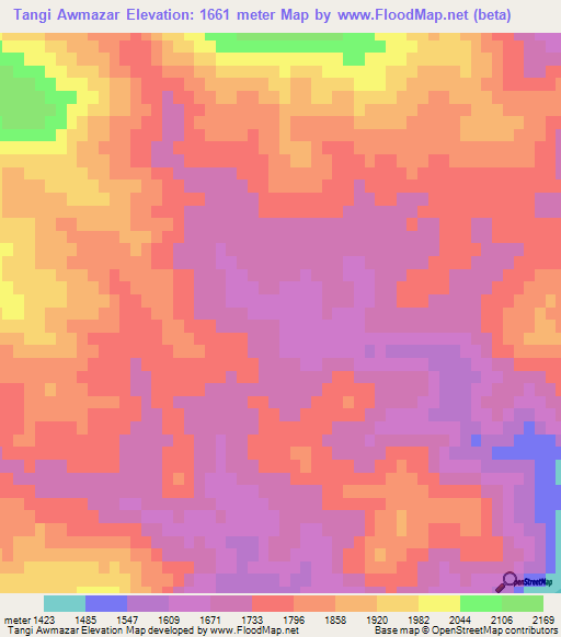 Tangi Awmazar,Afghanistan Elevation Map