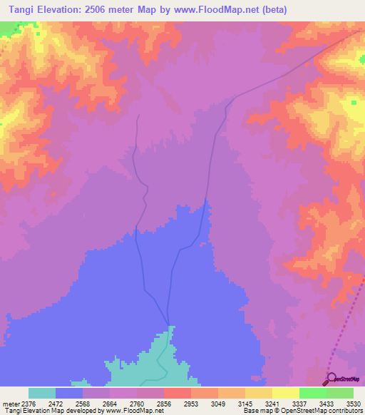 Tangi,Afghanistan Elevation Map
