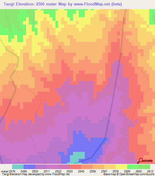 Tangi,Afghanistan Elevation Map