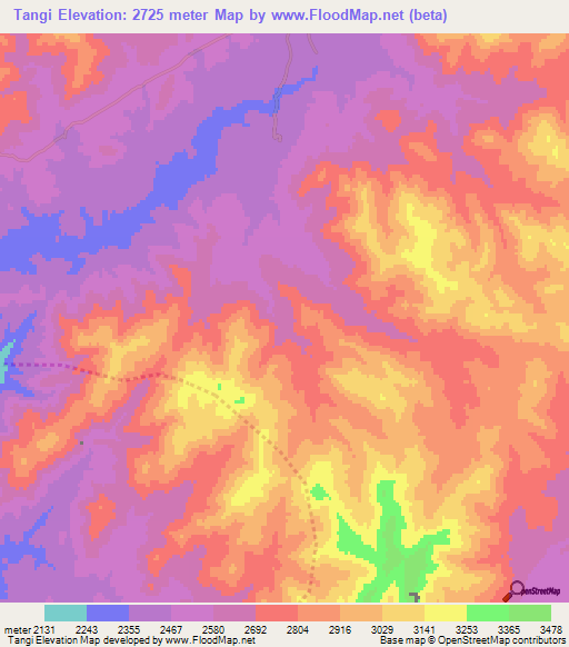 Tangi,Afghanistan Elevation Map