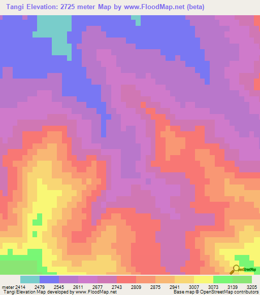 Tangi,Afghanistan Elevation Map