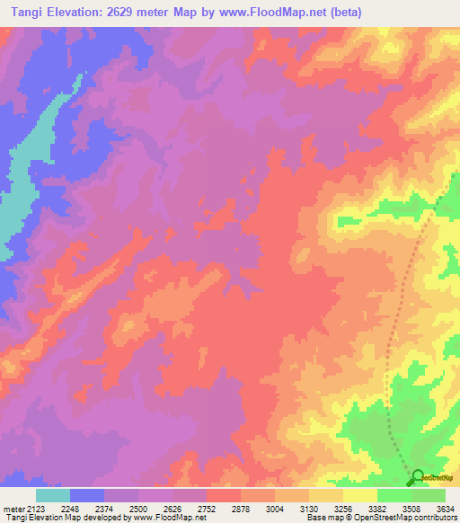 Tangi,Afghanistan Elevation Map