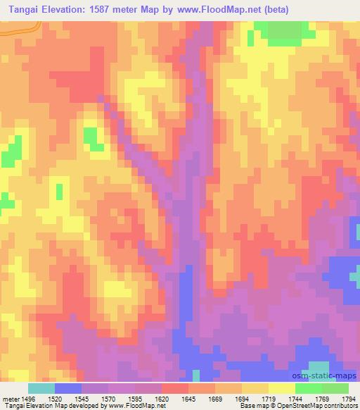 Tangai,Afghanistan Elevation Map