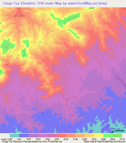 Tange Toy,Afghanistan Elevation Map