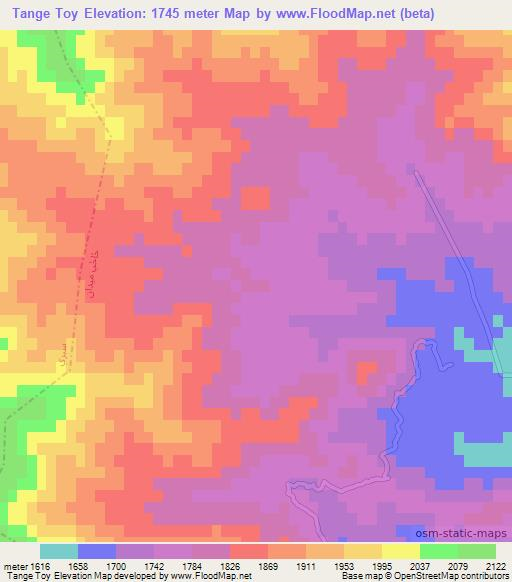 Tange Toy,Afghanistan Elevation Map