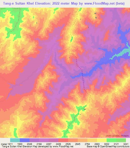 Tang-e Sultan Khel,Afghanistan Elevation Map