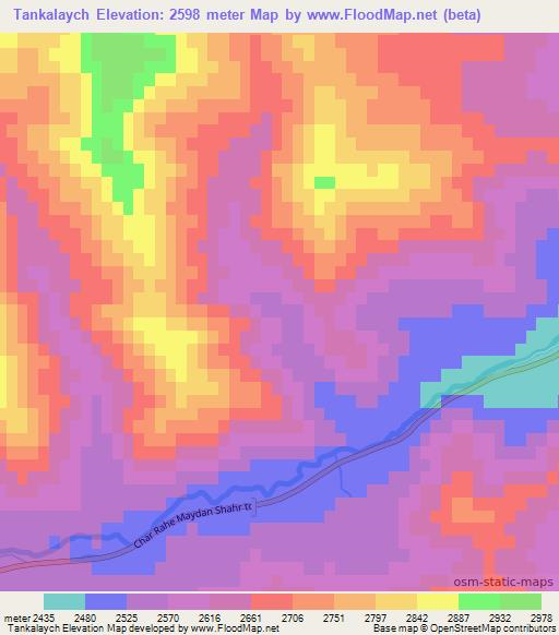 Tankalaych,Afghanistan Elevation Map