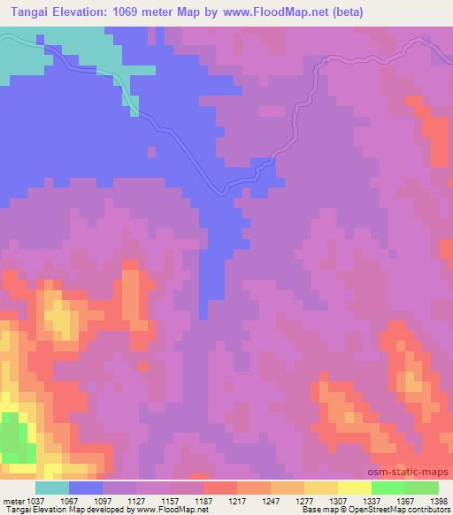 Tangai,Afghanistan Elevation Map