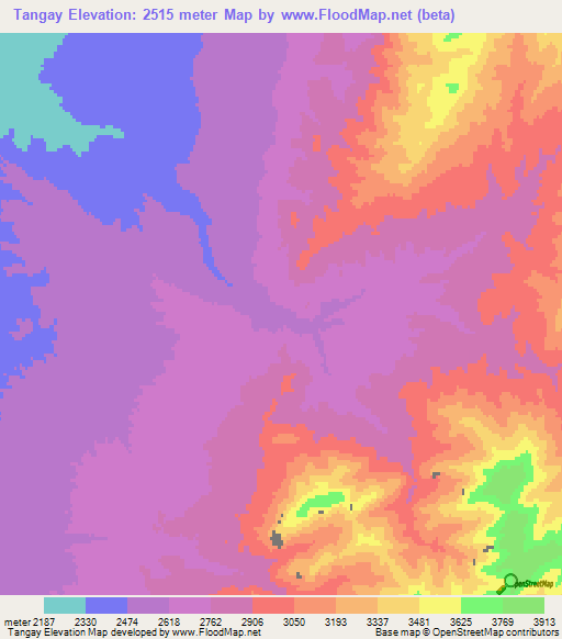 Tangay,Afghanistan Elevation Map