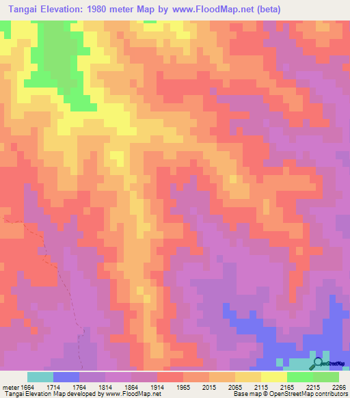 Tangai,Afghanistan Elevation Map