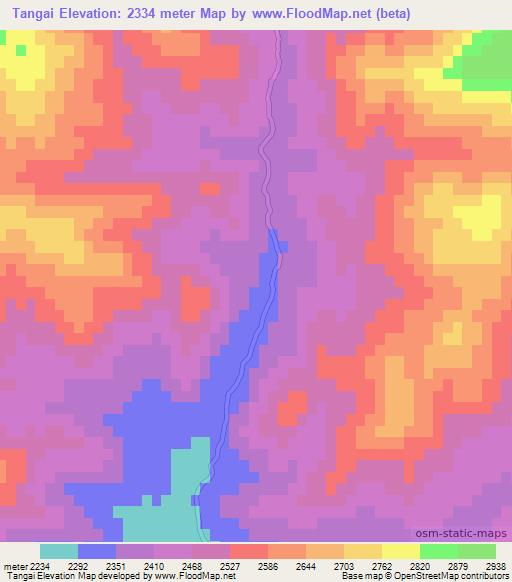 Tangai,Afghanistan Elevation Map