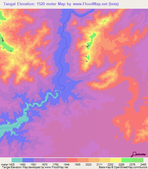 Tangai,Afghanistan Elevation Map
