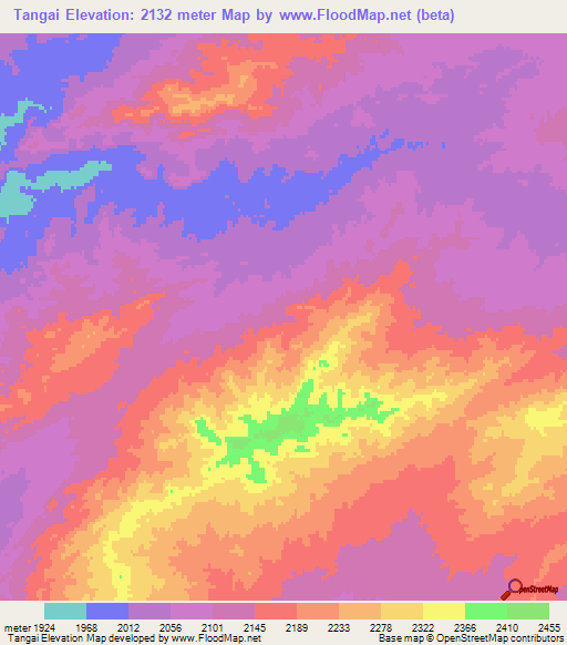Tangai,Afghanistan Elevation Map