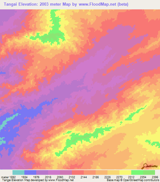 Tangai,Afghanistan Elevation Map