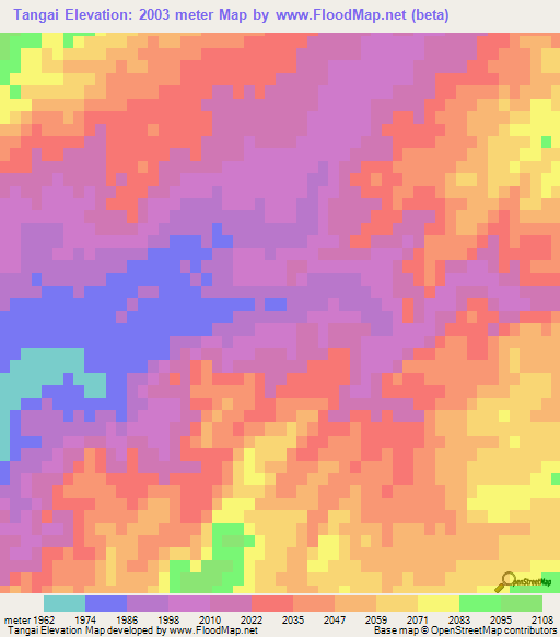 Tangai,Afghanistan Elevation Map