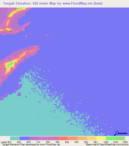 Tangak,Afghanistan Elevation Map