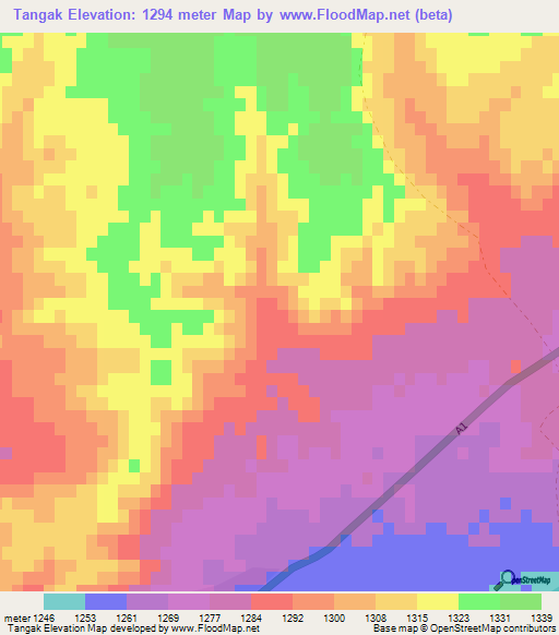 Tangak,Afghanistan Elevation Map