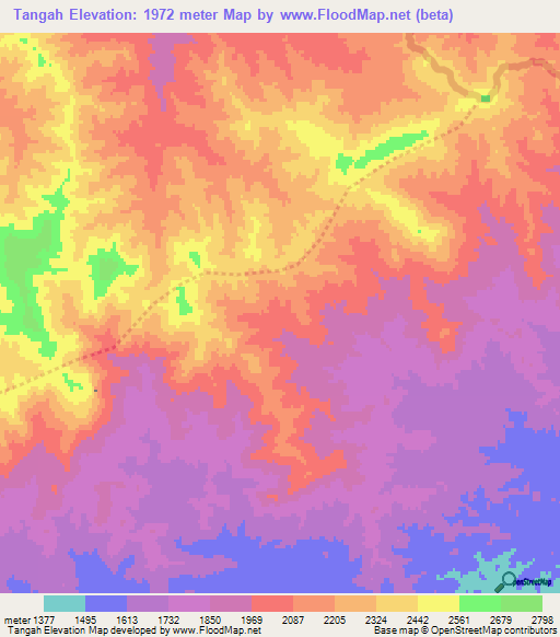 Tangah,Afghanistan Elevation Map