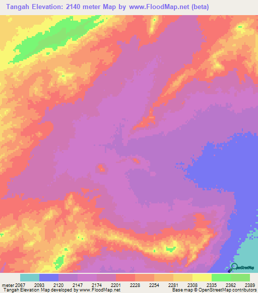 Tangah,Afghanistan Elevation Map