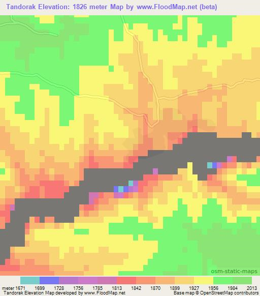 Tandorak,Afghanistan Elevation Map