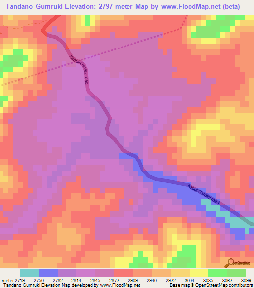 Tandano Gumruki,Afghanistan Elevation Map