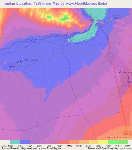 Tandan,Afghanistan Elevation Map
