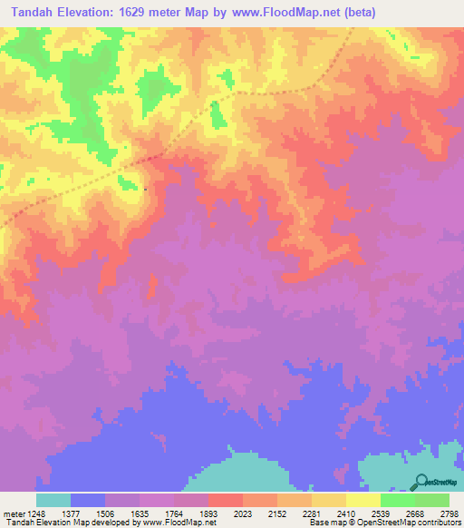 Tandah,Afghanistan Elevation Map