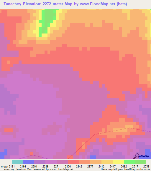 Tanachoy,Afghanistan Elevation Map
