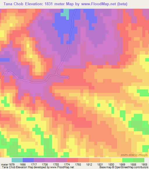 Tana Chob,Afghanistan Elevation Map