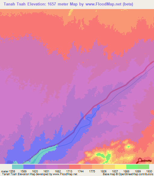 Tanah Tsah,Afghanistan Elevation Map